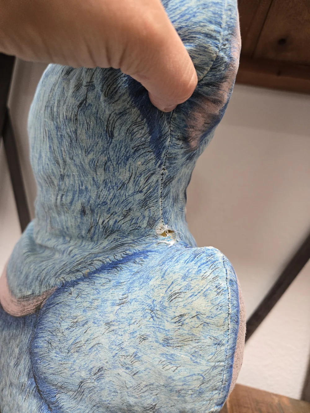 Cranston Cut Sew Blue Pink Bear Pillow 16